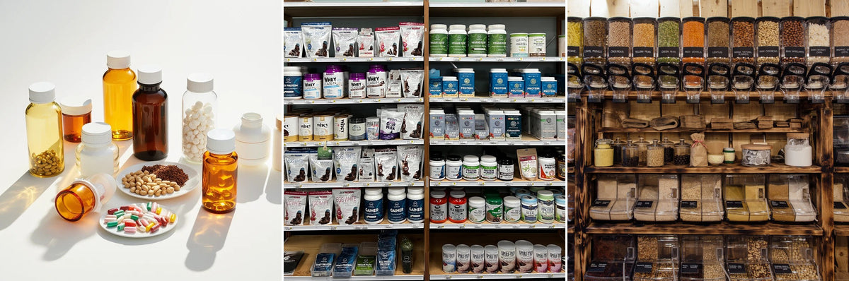 Supplements, protein and bulk departments